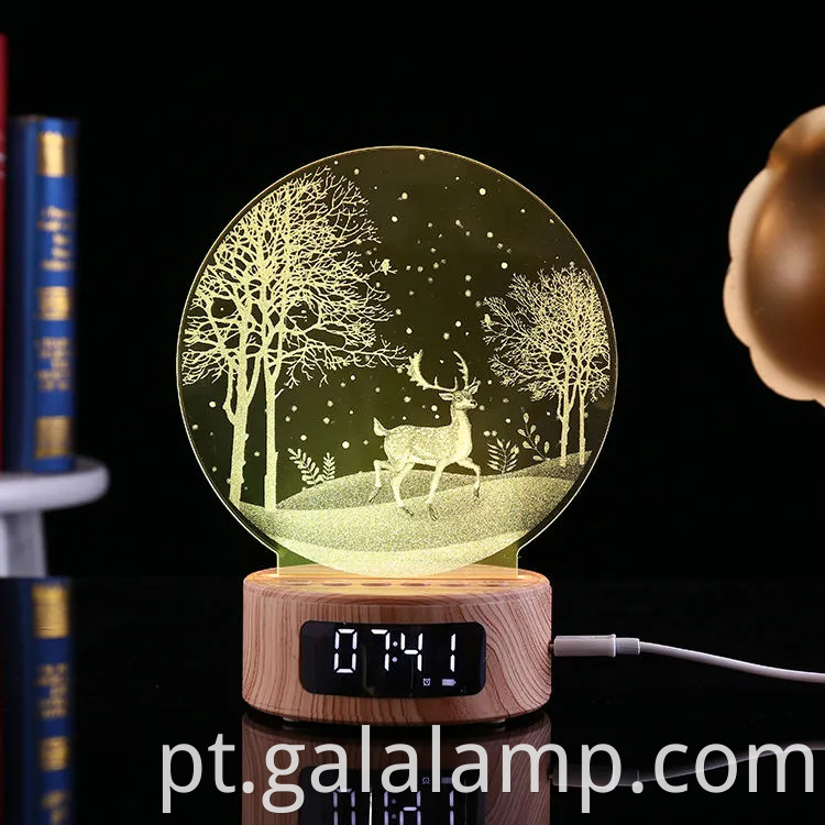 Luz noturna colorida de LED com alto -falante Bluetooth e despertador